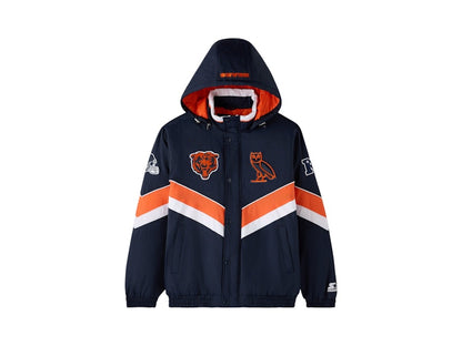 OVO x NFL Chicago Bears Starter Sideline Puffer Jacket Navy
