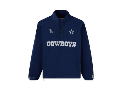 OVO x NFL Dallas Cowboys Polartec Mock Neck Quarter-Zip Microfleece Sweatshirt Navy
