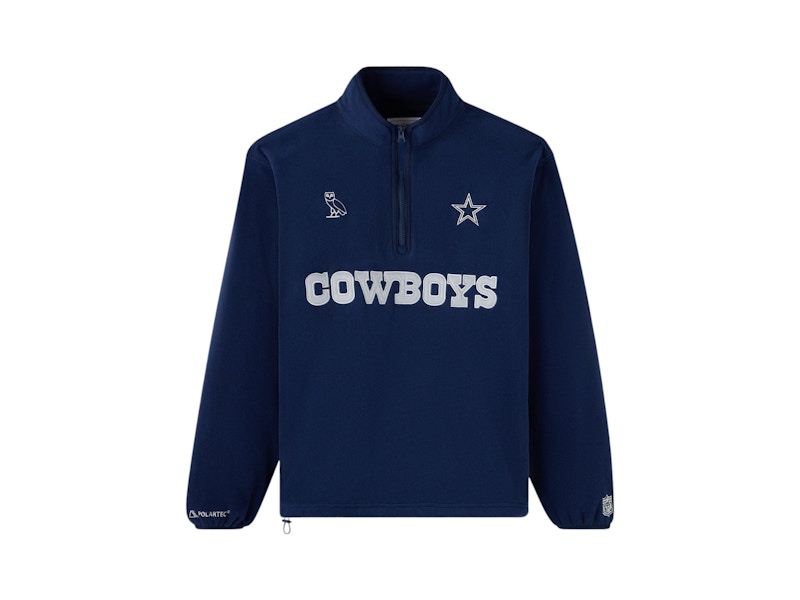 OVO x NFL Dallas Cowboys Polartec Mock Neck Quarter-Zip Microfleece Sweatshirt Navy