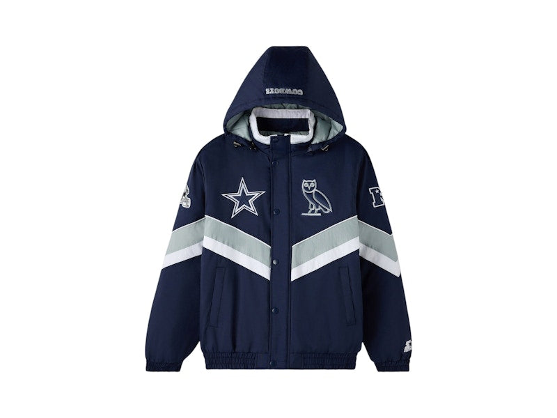OVO x NFL Dallas Cowboys Starter Sideline Puffer Jacket Navy