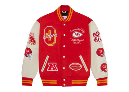 OVO x NFL Kansas City Chiefs Full-Snap Varsity Jacket Red
