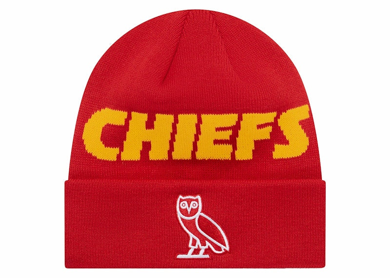 OVO x NFL Kansas City Chiefs New Era Beanie Red