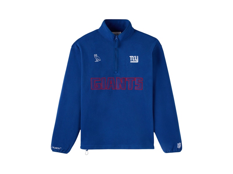 OVO x NFL New York Giants Polartec Mock Neck Quarter-Zip Fleece Blue
