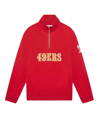 OVO x NFL San Francisco 49ers 1/4 Zip Mock Neck Red