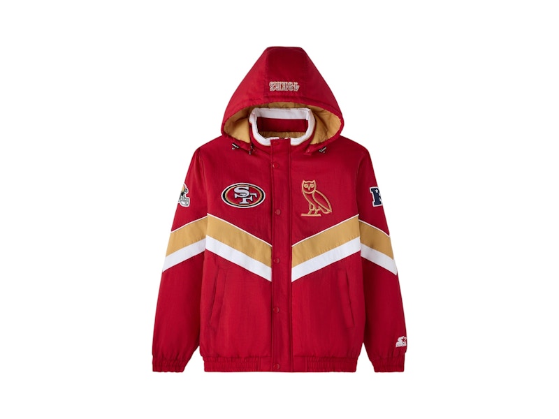 OVO x NFL San Francisco 49Ers Starter Sideline Puffer Jacket Red