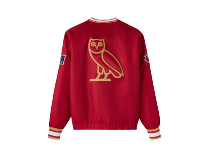 OVO x NFL San Francisco 49ers Starter Trainer Pullover Jacket Red