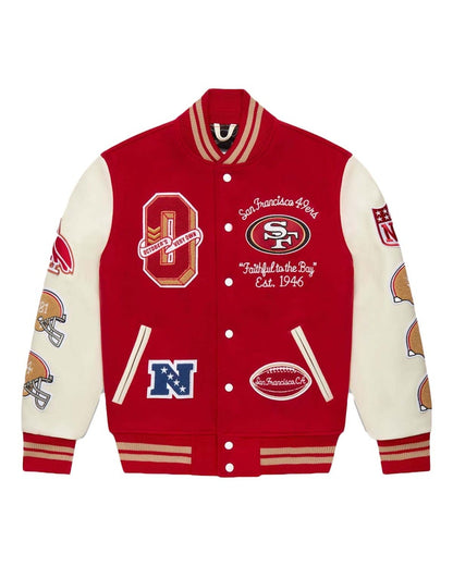 OVO x NFL San Francisco 49rs Varsity Jacket Red