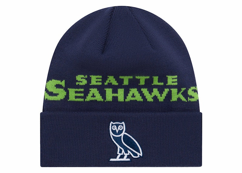 OVO x NFL Seattle Seahawks New Era Beanie Blue