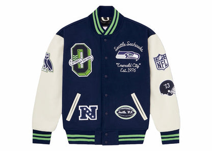 OVO x NFL Seattle Seahawks Varsity Jacket Blue