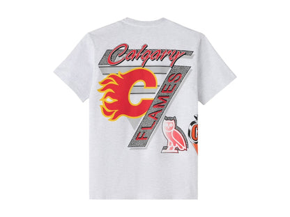 OVO x NHL Calgary Flames 90's Graphic T-shirt Ash Heather Grey