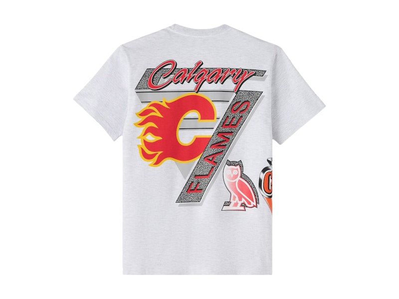 OVO x NHL Calgary Flames 90's Graphic T-shirt Ash Heather Grey
