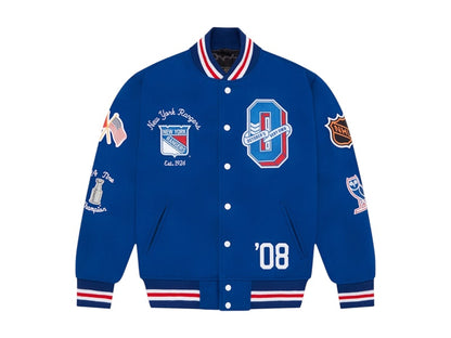 OVO x NHL NY Rangers Varsity Jacket Blue