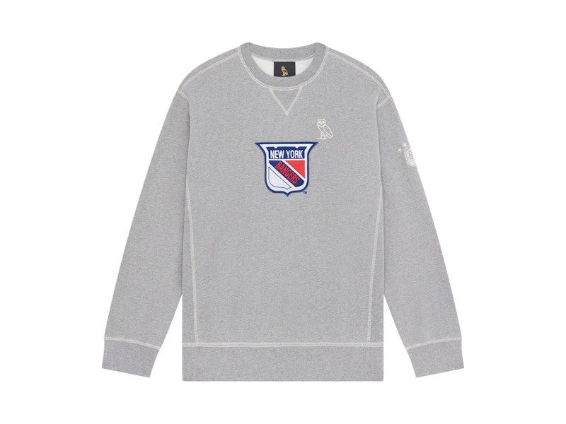 OVO x NHL New York Rangers Crest Sweater Grey