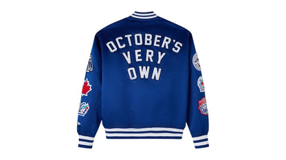 OVO x New Era MLB Toronto Blue Jays Varsity Jacket Blue
