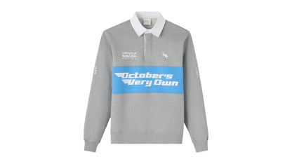 OVO x Oracle Red Bull Racing Full-Button Fleece Rugby Sweatshirt Heather Gray