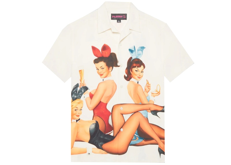 OVO x PLAYBOY Bunny Silk Shirt White
