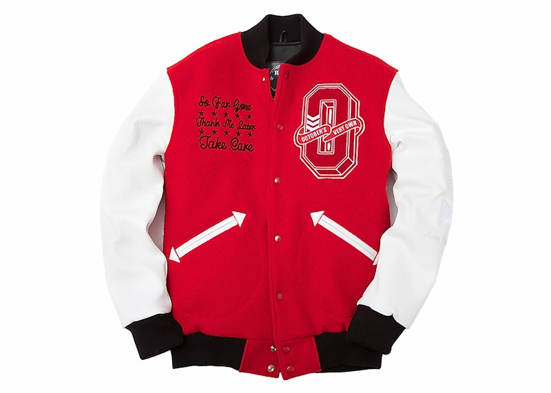OVO x Roots Away From Home Tour Varsity Jacket Red