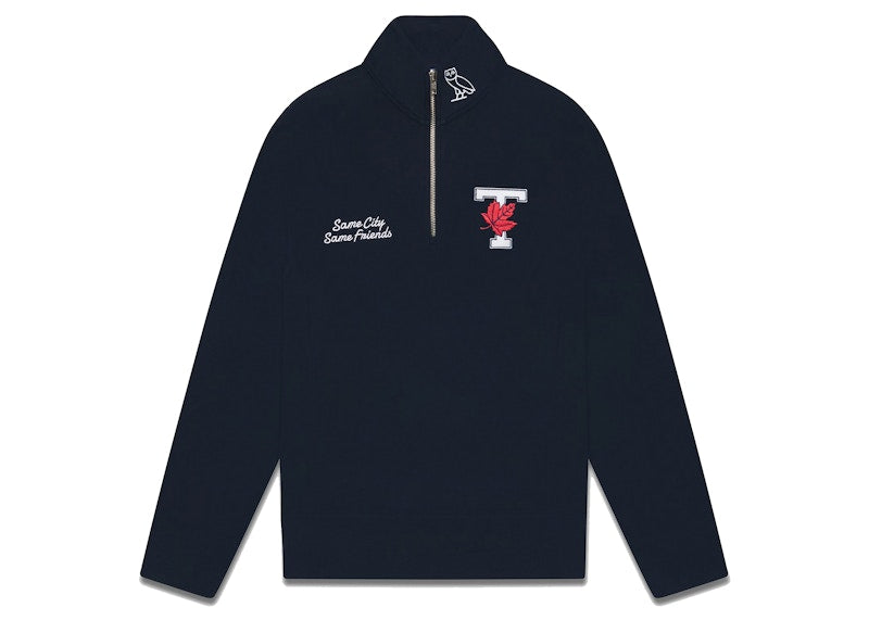 OVO x University of Toronto Quarter Zip Sweatshirt Navy