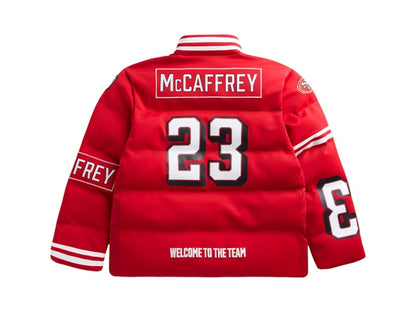 Off Season x NFL Christian Mccaffrey San Francisco 49Ers Player Puffer Jacket Scarlet Red