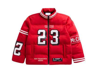 Off Season x NFL Christian Mccaffrey San Francisco 49Ers Player Puffer Jacket Scarlet Red