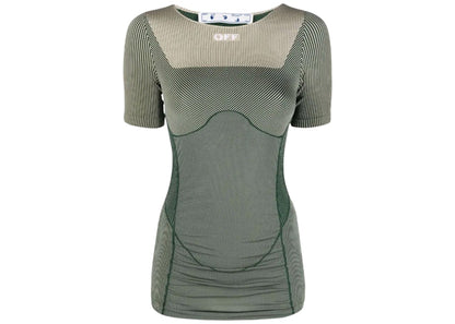 OFF-WHITE ATHL Shiny Seamless T-shirt Green/White