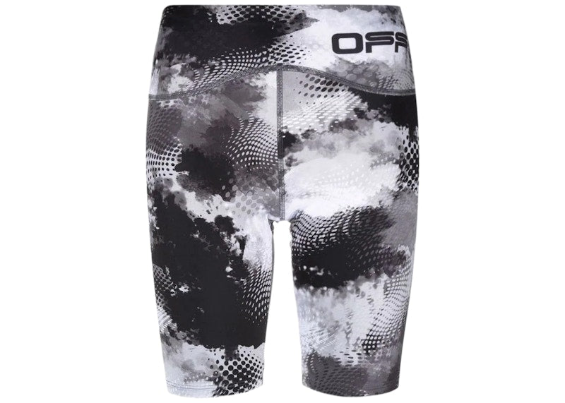 OFF-WHITE Active Tie-Dye Print Cycling Shorts Black/White/Grey