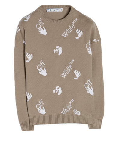 OFF-WHITE Allover Logo Sweaters Beige/White