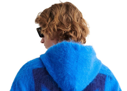 OFF-WHITE Arrow Mohair Skate Knit Hoodie Light Blue
