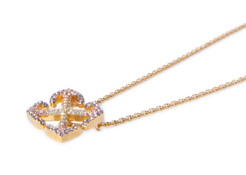 Off-White Arrows Crystal-Embellished Necklace Gold/Multicolor