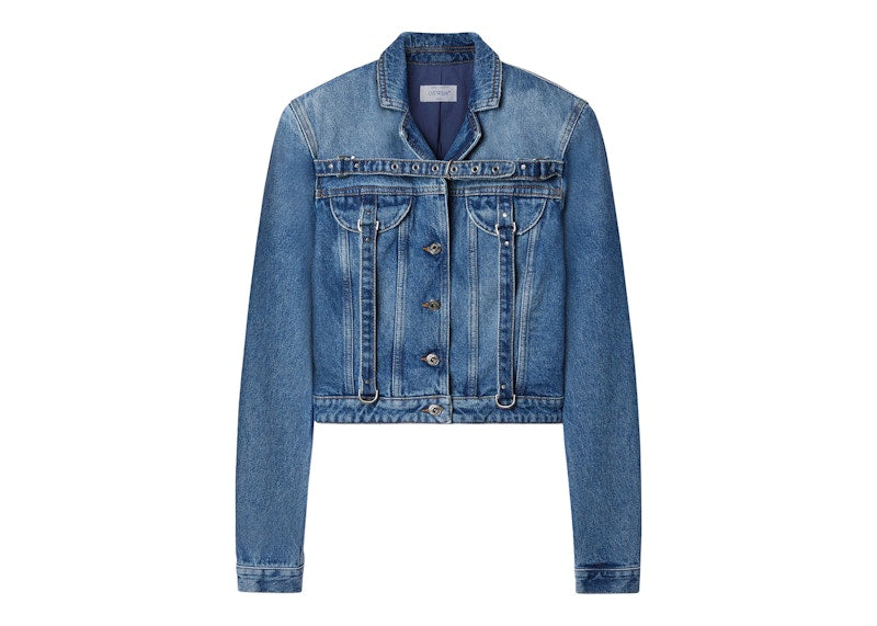 OFF-WHITE Belt-Detailed Denim Jacket Blue