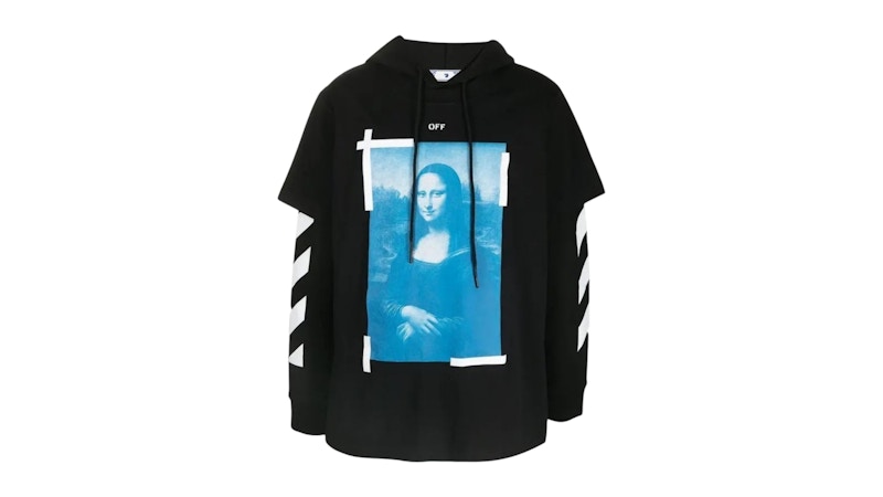 OFF-WHITE Blue Monalisa Double Tee Skate Fit Hoodie Black