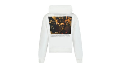 OFF-WHITE Caravaggio Crowing Design Oversized Hoodie White