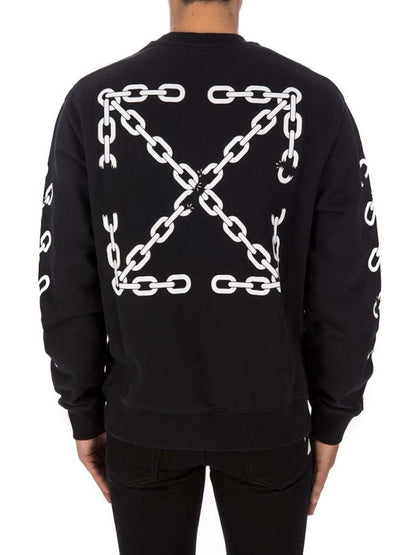 OFF-WHITE Chain ARR Slim Crewneck Black/White