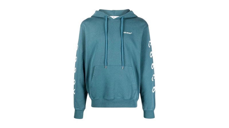 OFF-WHITE Chain Arrow Design Slim Fit Duck Hoodie Green