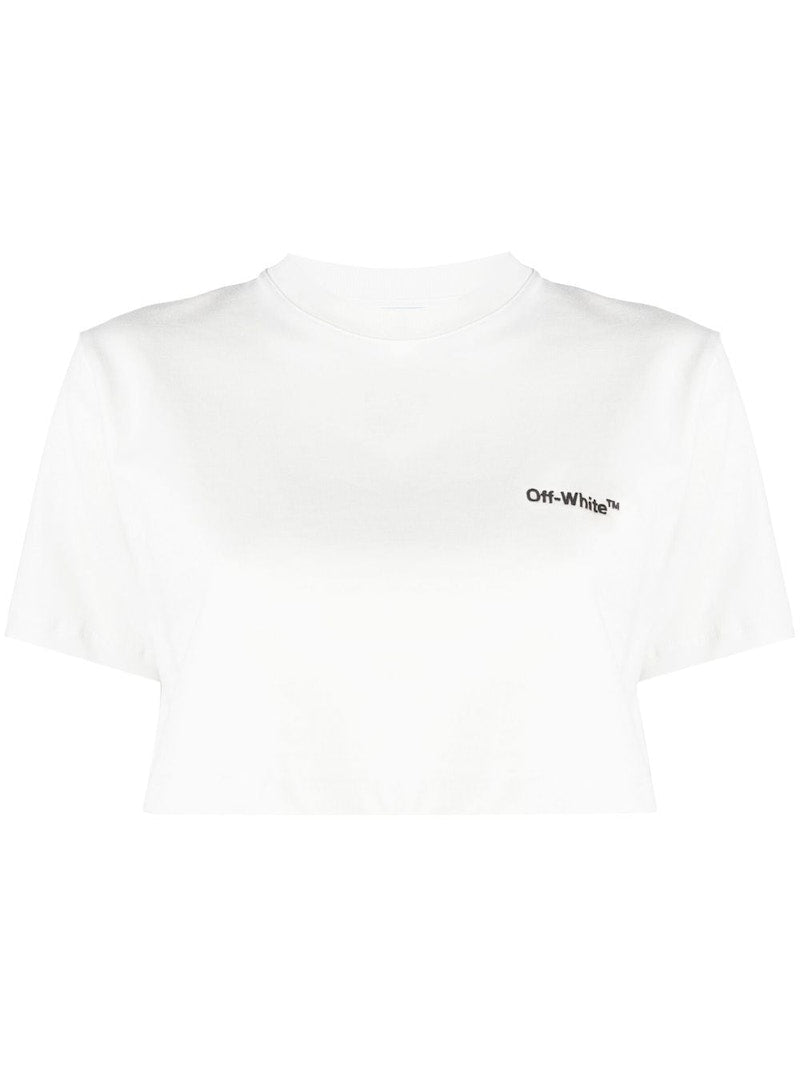 OFF-WHITE Cropped Logo-Print T-Shirt White