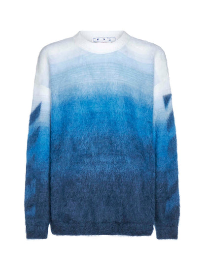OFF-WHITE Diag Arrow Brushed Knit Crewneck Dusty Blue