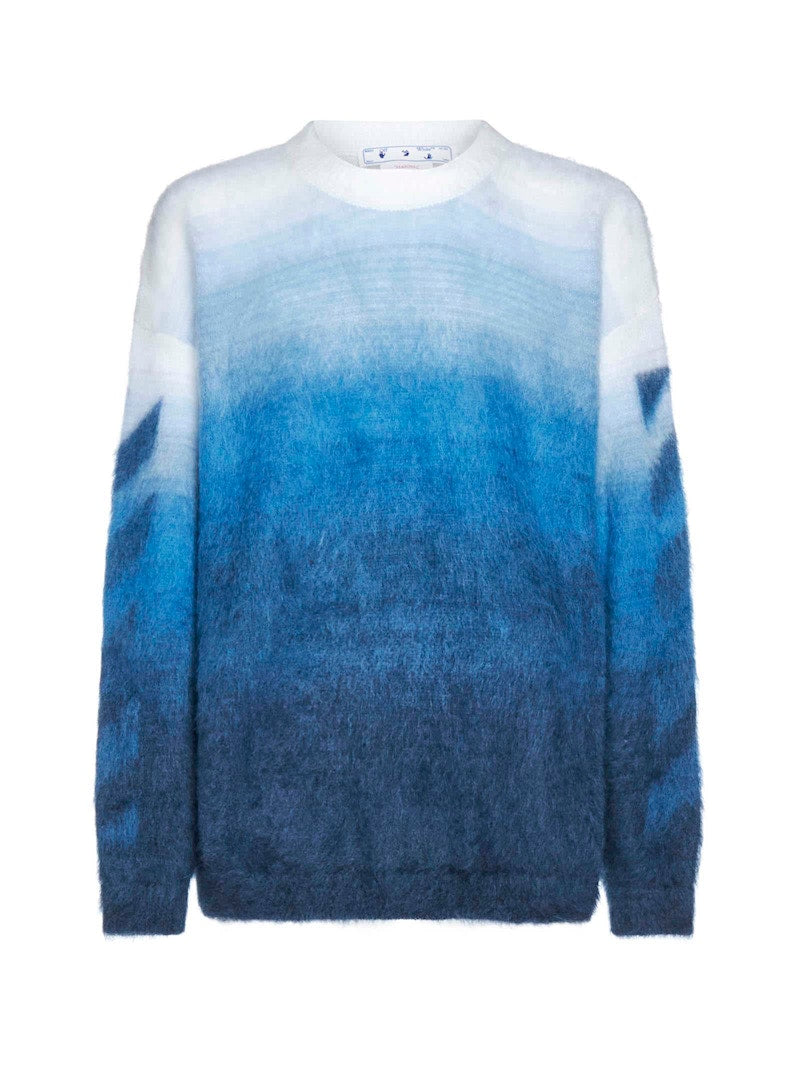 OFF-WHITE Diag Arrow Brushed Knit Crewneck Dusty Blue