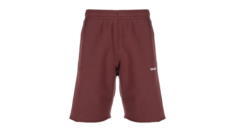 OFF-WHITE Diag Helvetica Burgundy Shorts Red