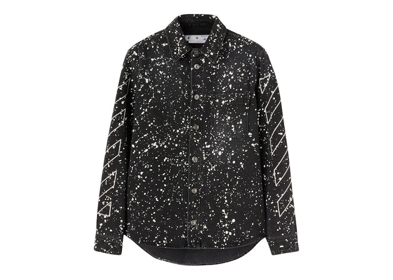 OFF-WHITE Diag Outl Paint Denim Shirt Black/White