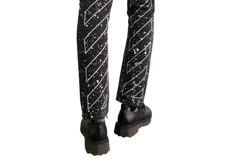 OFF-WHITE Diag Outl Paint Skinny Jeans Black/White