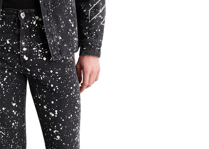 OFF-WHITE Diag Outl Paint Skinny Jeans Black/White