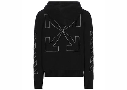 OFF-WHITE Diag Outline Knit Zip Hoodie Black