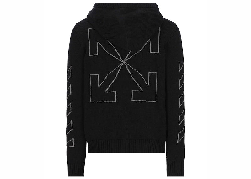 OFF-WHITE Diag Outline Knit Zip Hoodie Black