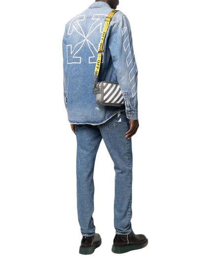 OFF-WHITE Diag Outline Paint Denim Shirt Vintage Blue/White