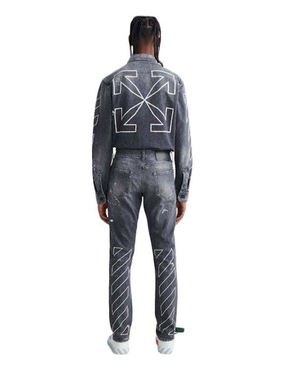OFF-WHITE Diag Outline Paint Skinny Jean Vintage Grey/White
