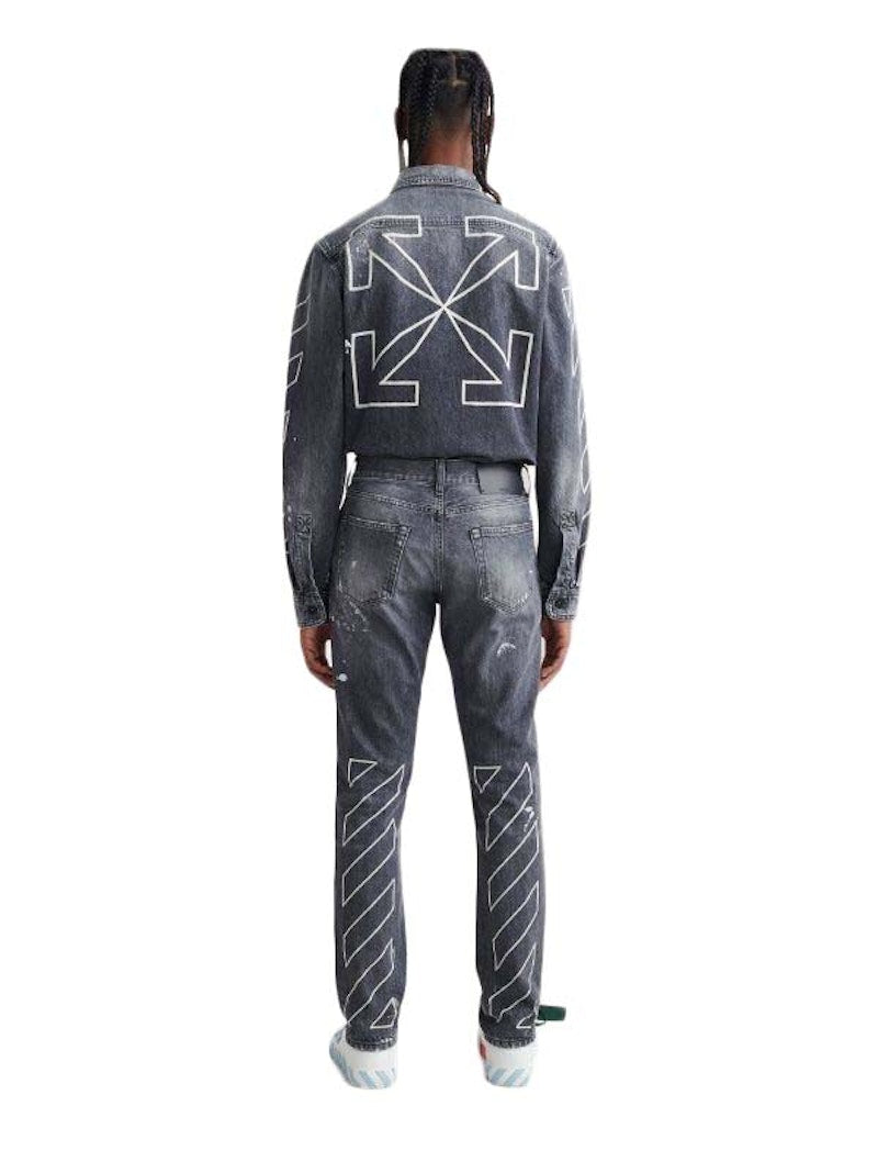 OFF-WHITE Diag Outline Paint Skinny Jean Vintage Grey/White