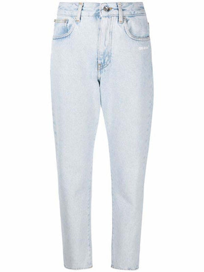 OFF-WHITE Diag Straight Leg 5 Pocket Jeans Light Lbue White