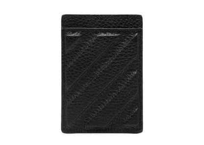 Off-White Diag-Stripe Leather Card Holder Black