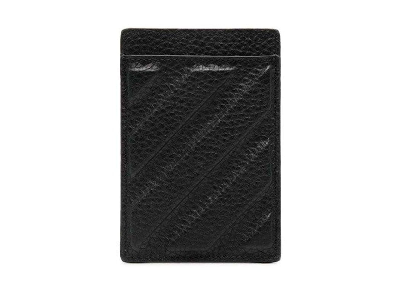 Off-White Diag-Stripe Leather Card Holder Black