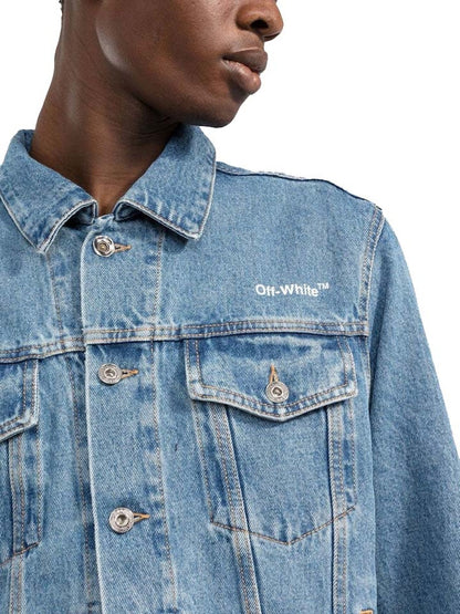 OFF-WHITE Diag Tab Slim Denim Jacket Medium Blue